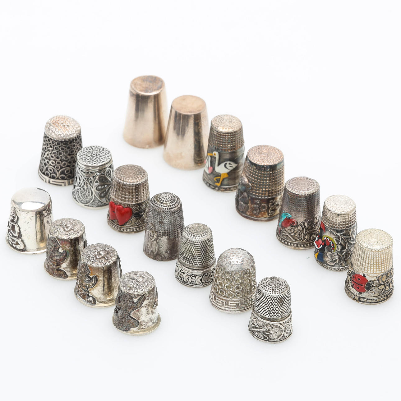FINGERBORGAR, 18 st, silver, emalj, filigran. Smycken & Ädelstenar ...
