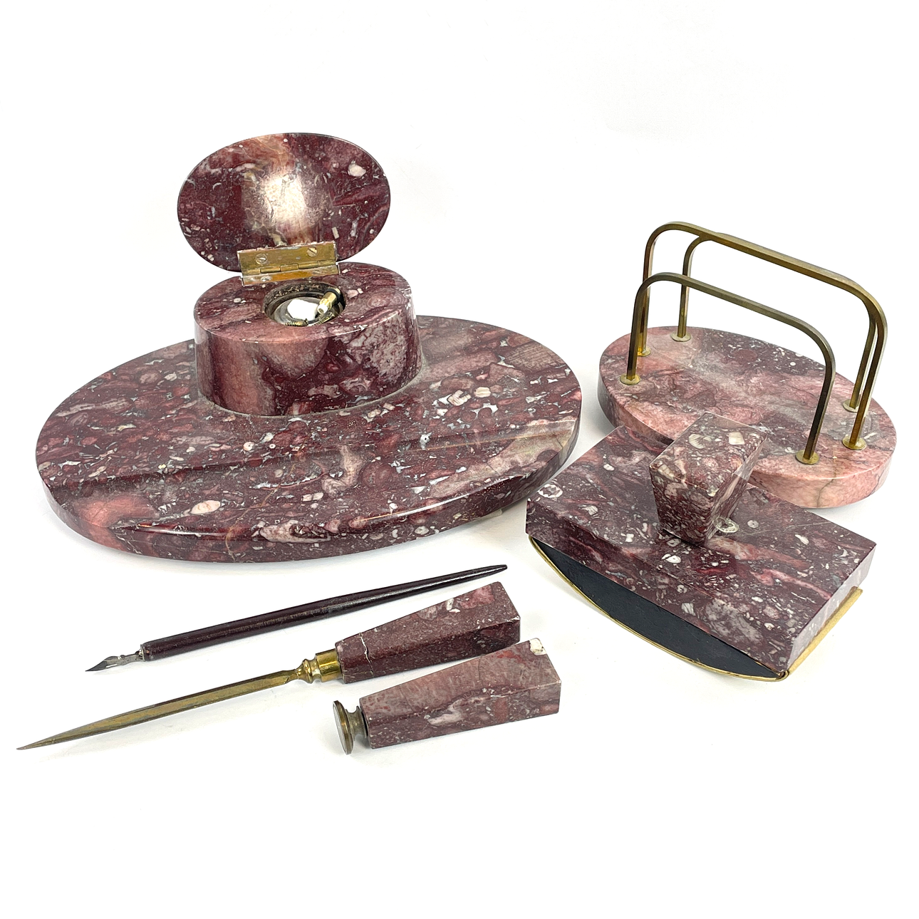 A 6-piece stone desk set, 20th century.