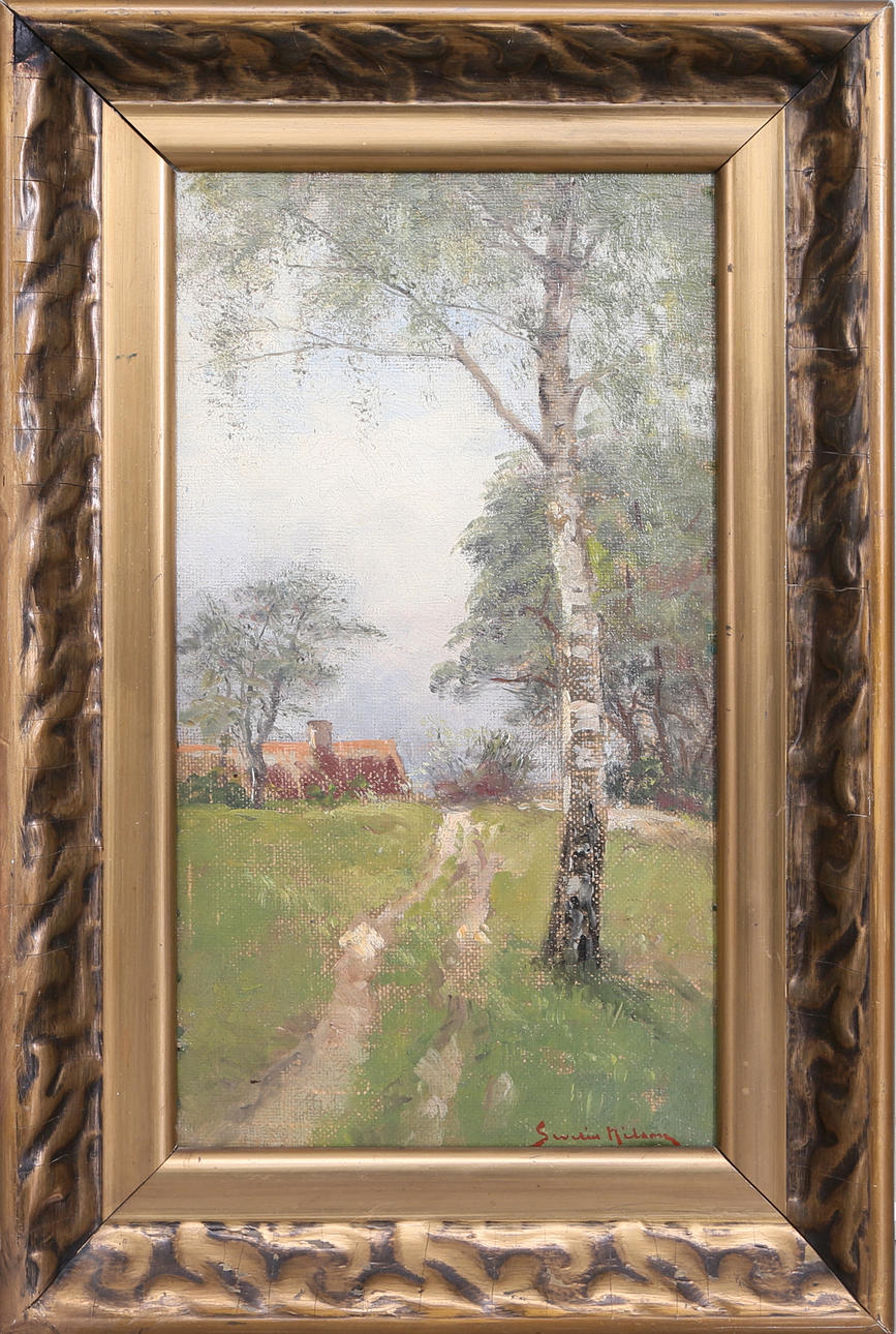 SEVERIN NILSON. Björk i dunge, olja på duk, signerad.