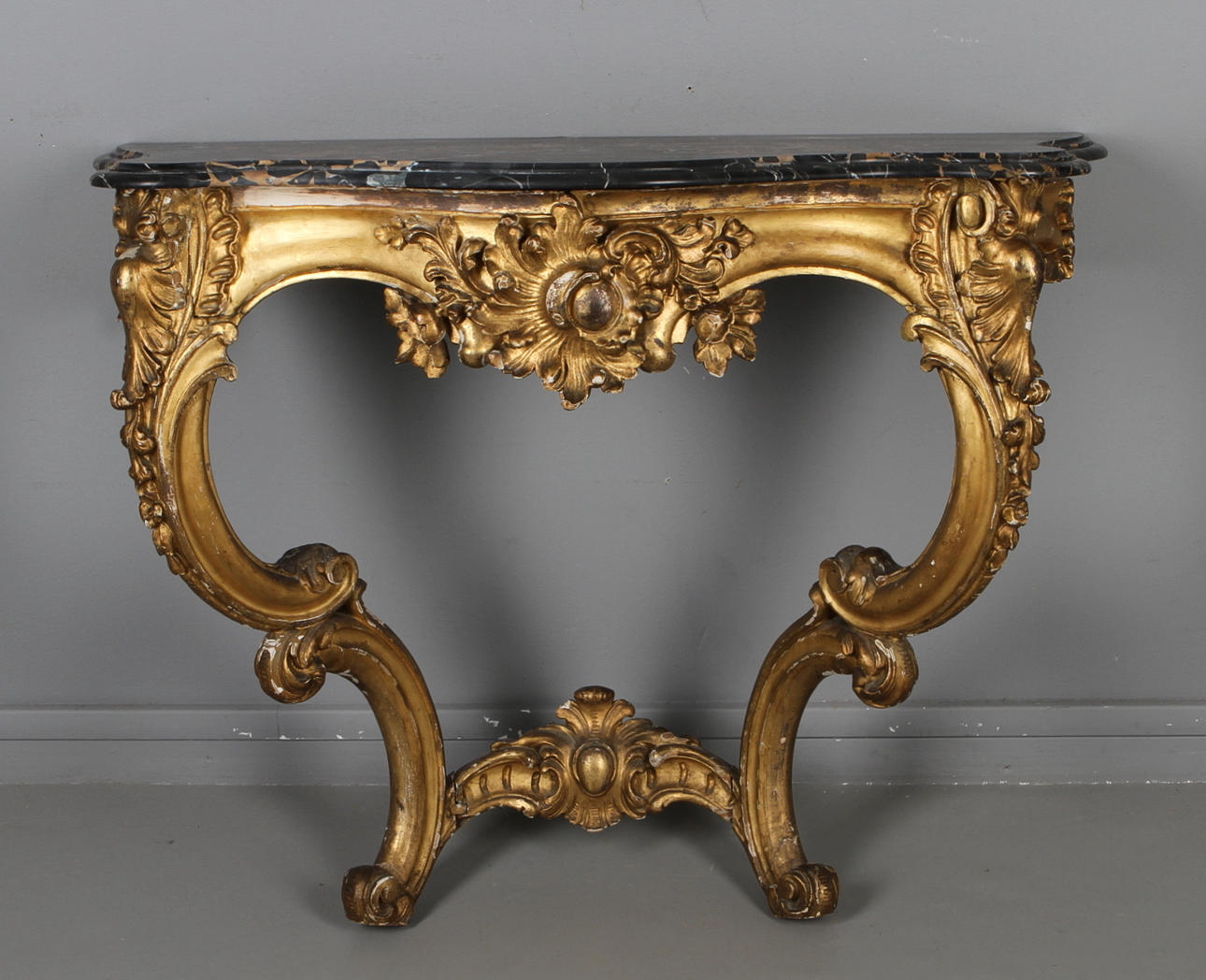 KONSOLBORD, med stenskiva, rokokostil, 1800-tal.