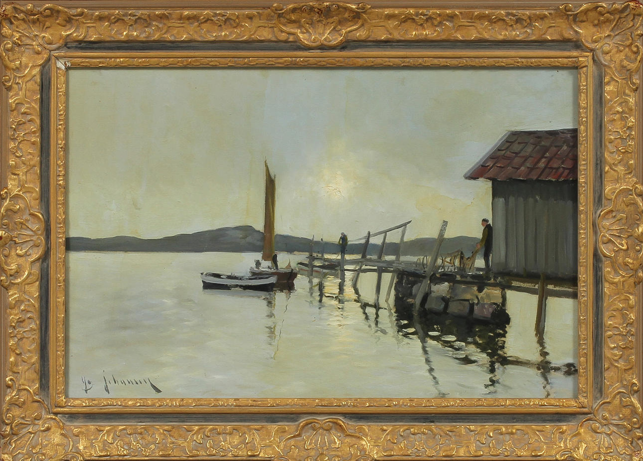 YO JOHANSSON. Kustlandskap, olja på duk, signerad.