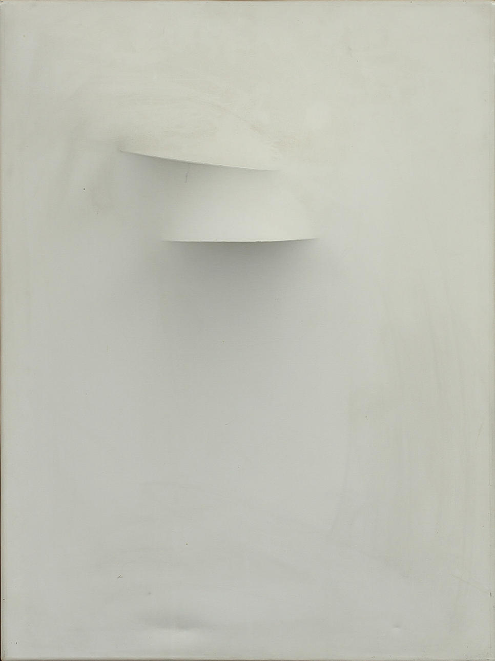 LEOPOLDO NOVOA. "Blanc à deux éléments". Akryl och blandteknik på duk. Signerad och daterad 1971 samt numrerad M-1 a tergo.