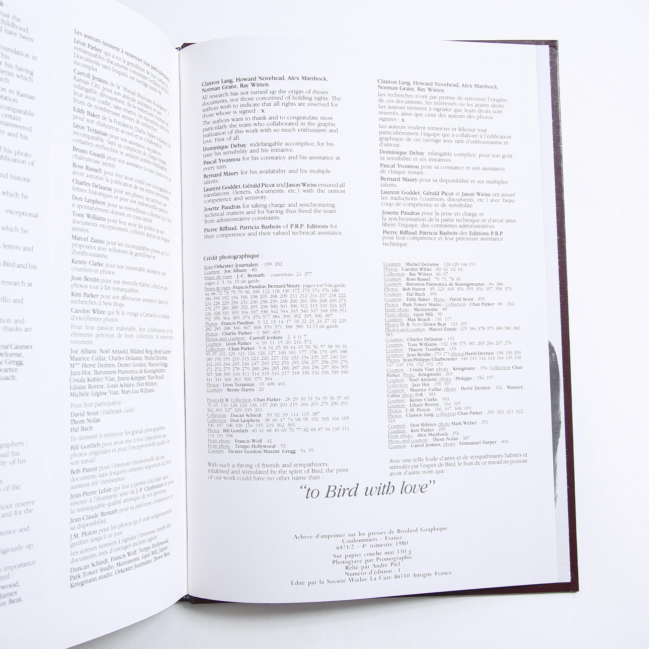 BOOK, “To Bird with Love” Chan Parker, 1981. Collectables - Music