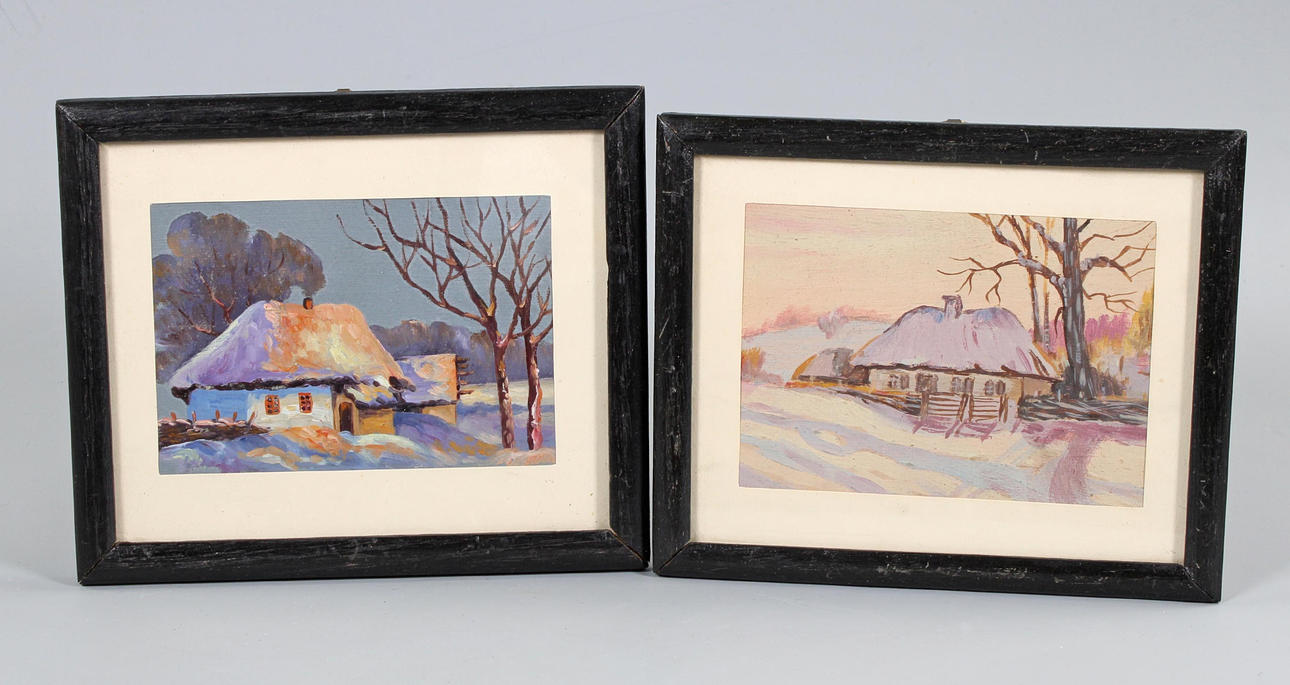 2 SMALL WINTER LANDSCAPES, unknown artist.