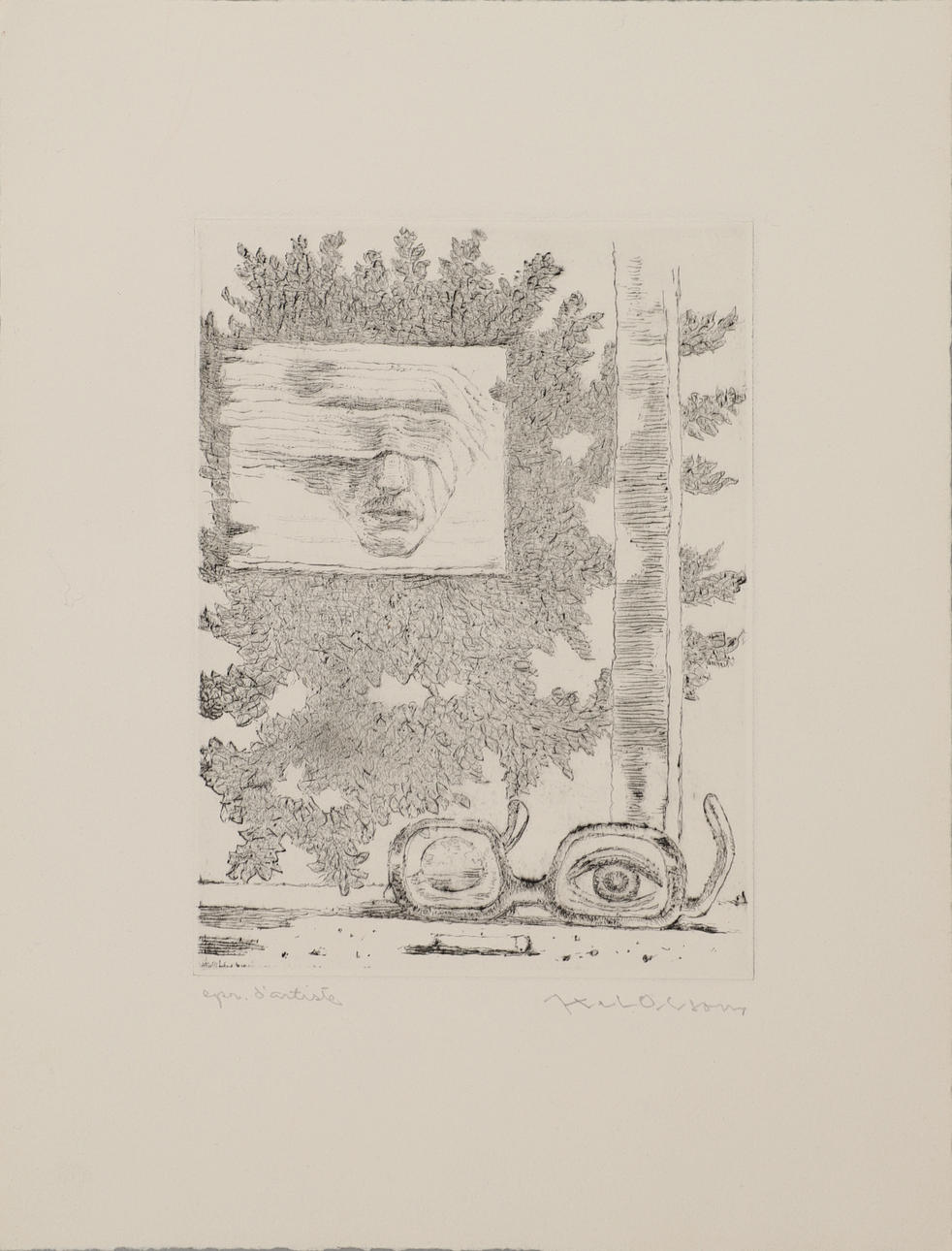 AXEL OLSON. ETCHING, epreuve d'artiste, signed.
