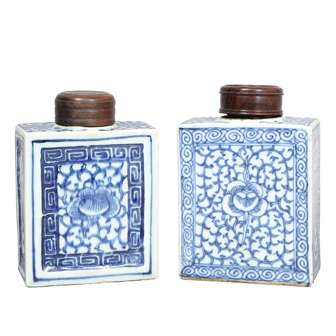 TWO CHINESE QING DYNASTY TEA CADDYS (2).
