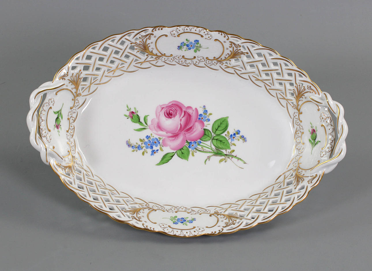 MEISSEN Red Rose Basket.