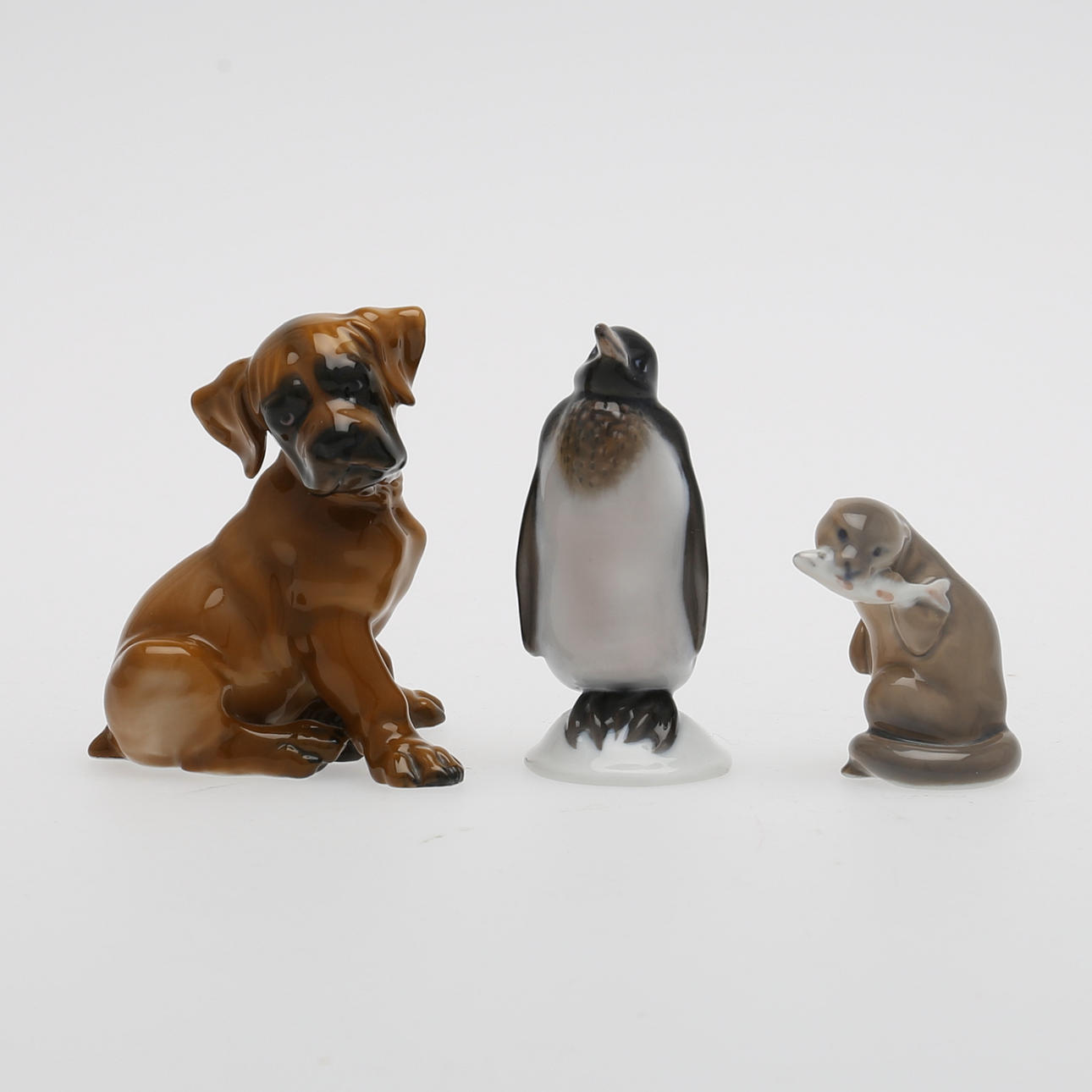 FIGURINER, porslin, djur, 3 delar, Rosenthal samt Kunglig Dansk.
