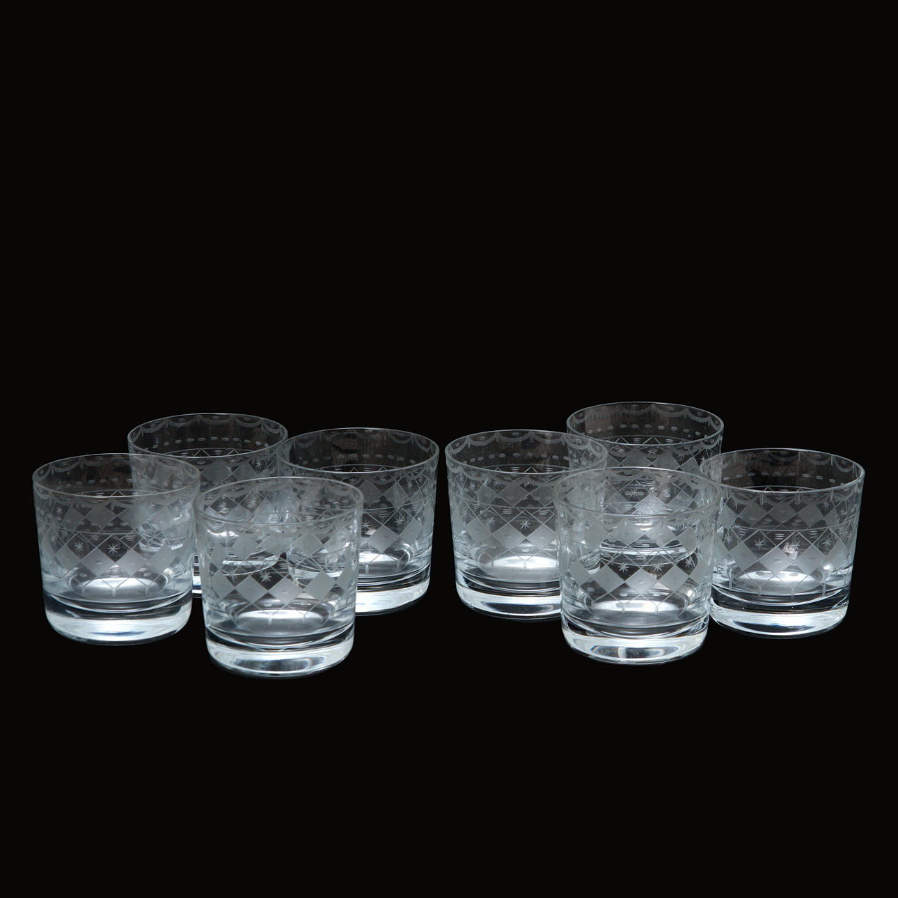A set of 8 glass windows, first half of the 20th century. Glass ...