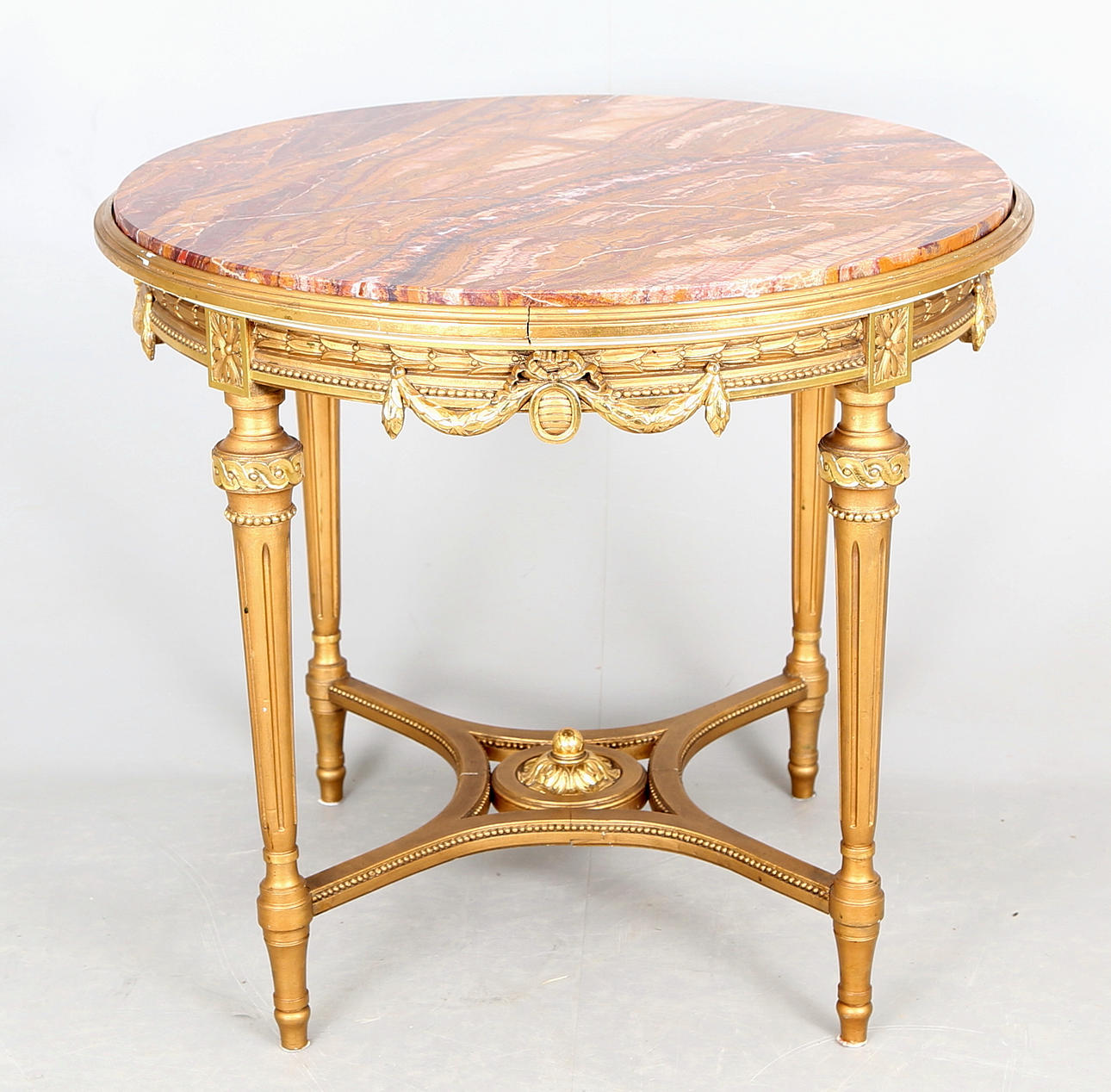 SALONGSBORD med stenskiva, gustaviansk stil, 1900-tal.