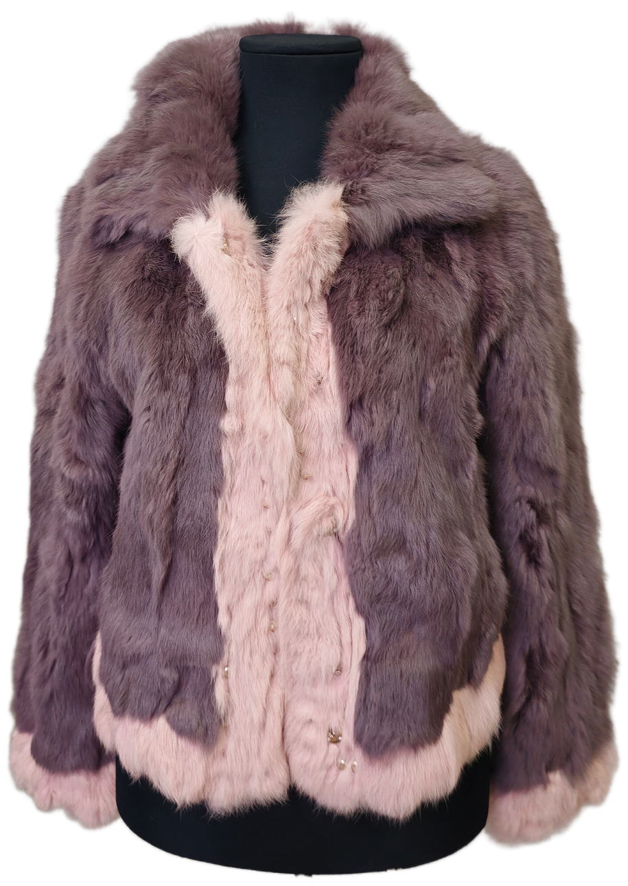RABBIT JACKET. GREY/PINK TONES. SIZE 42.