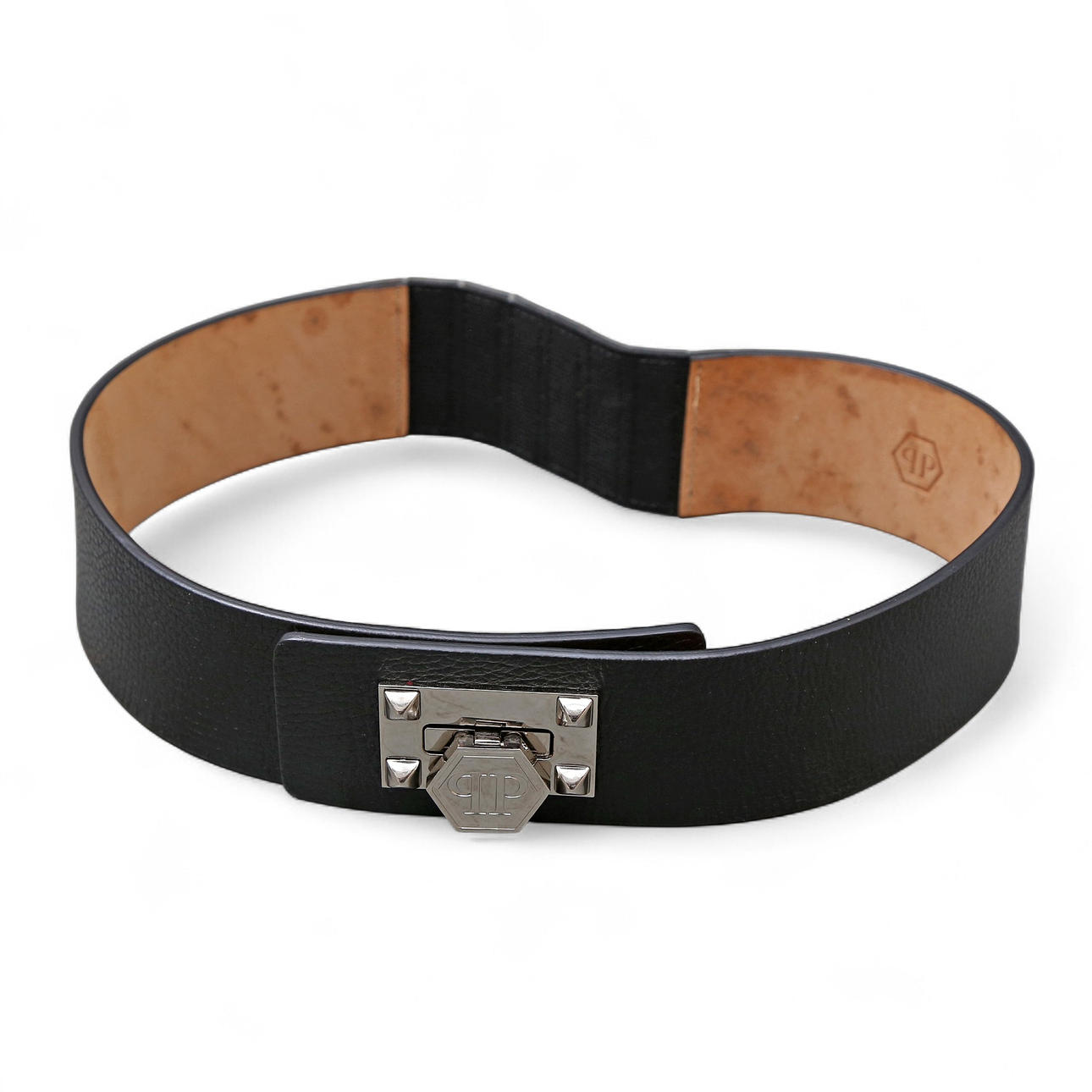 PHILIPP PLEIN. Schwarzer Ledergürtel.