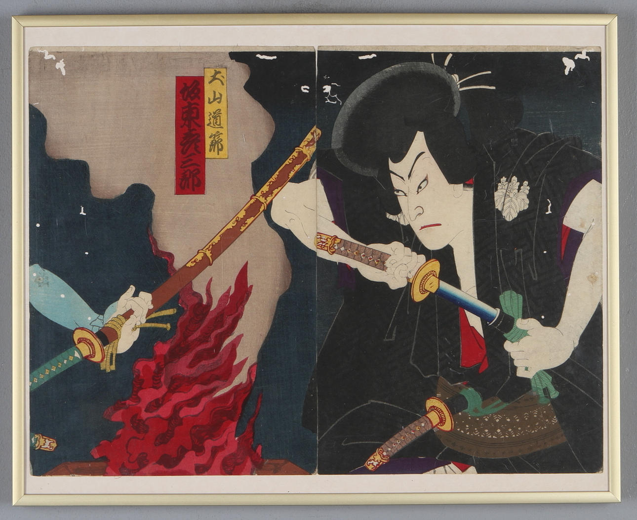 TRÄSNITT, diptyk, Samurai, Japan, 18/1900.