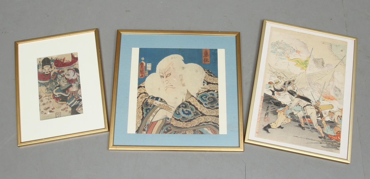 TRÄSNITT, 3 st, Japan, 18/1900-tal.