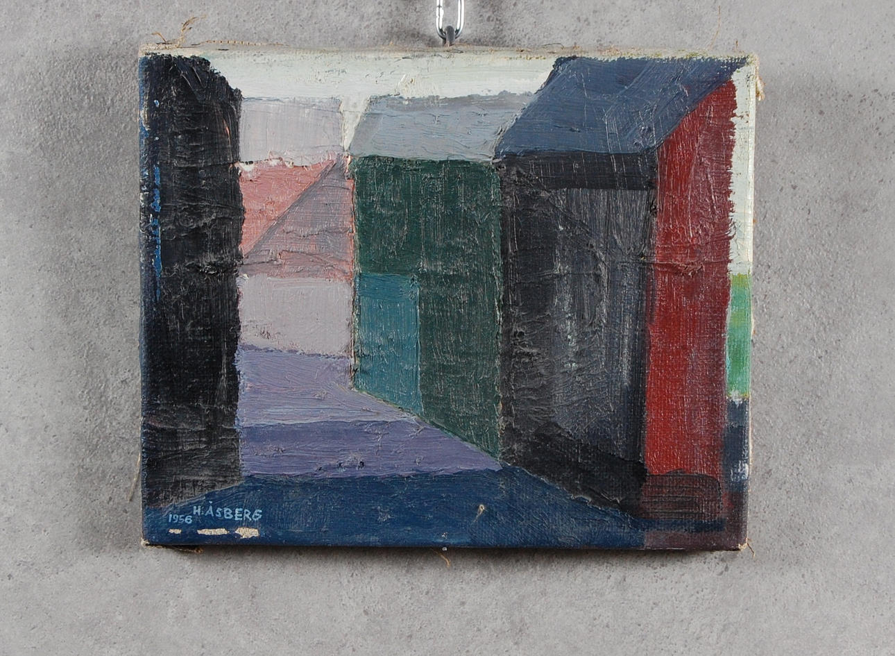 HANS ÅSBERG. olja på duk, " Gränd " signerad, daterad 1956.