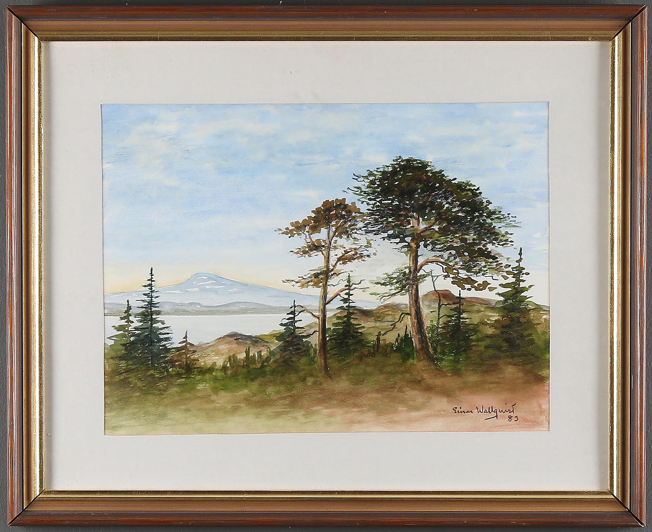 EINAR WALLQVIST (LAPPMARKSDOKTORN). Fjällandskap, blandteknik, signerad och daterad -83.