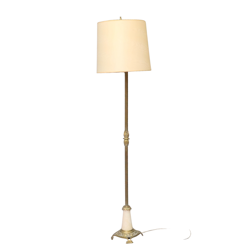 ORNATE GOLD-PLATED METAL FLOOR LAMP.