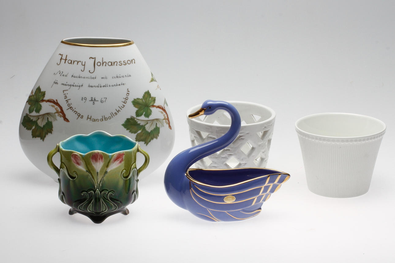 KERAMIK, 5 delar, Rörstrand, Gefle, Hackefors.