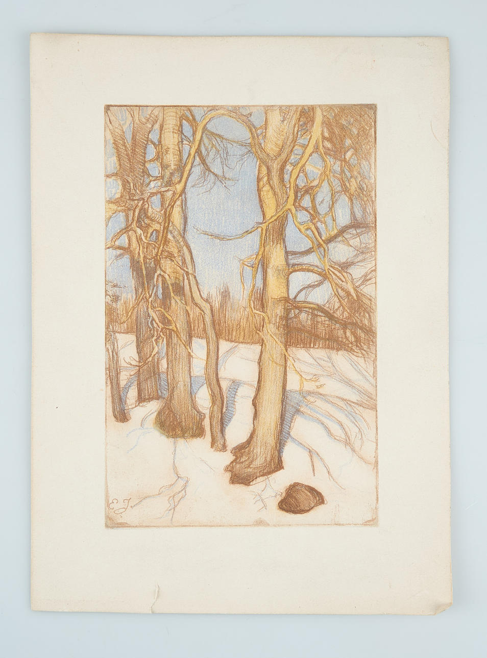 EERO JÄRNEFELT. “Wintry trees” (1914), in plate signed E J, soft ground etching.