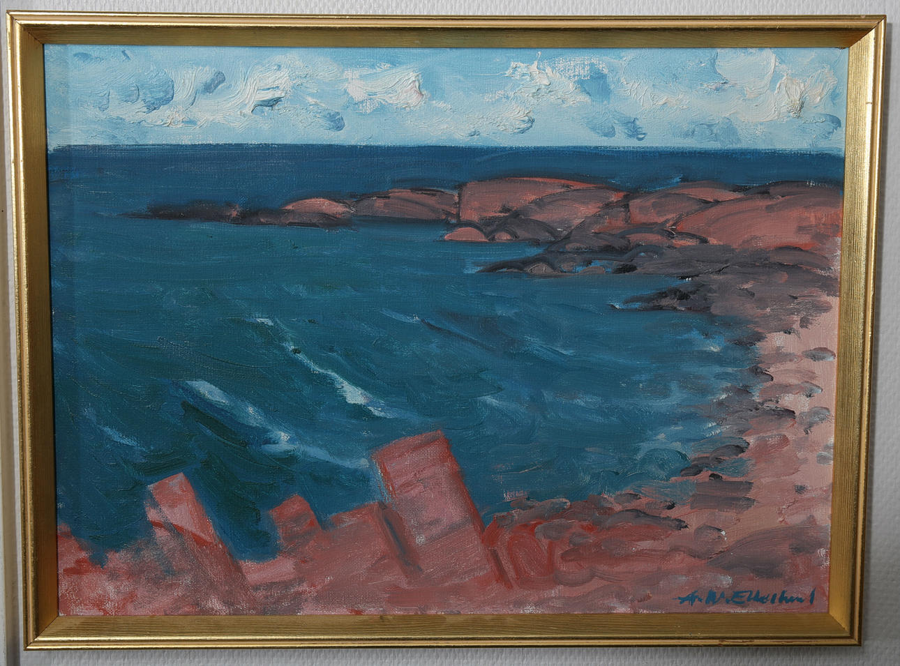 AXEL WERNER EKELUND. Olja på duk, "Från Hovs Hallar", signerad A W Ekelund.