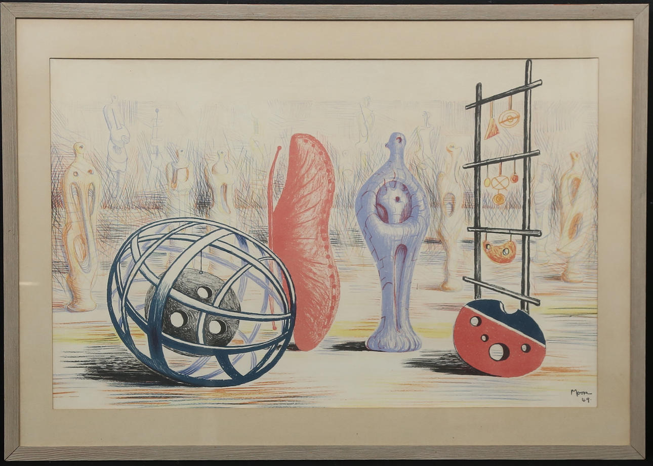 HENRY MOORE. Sculptural objects, lithograph, signed in the plate.