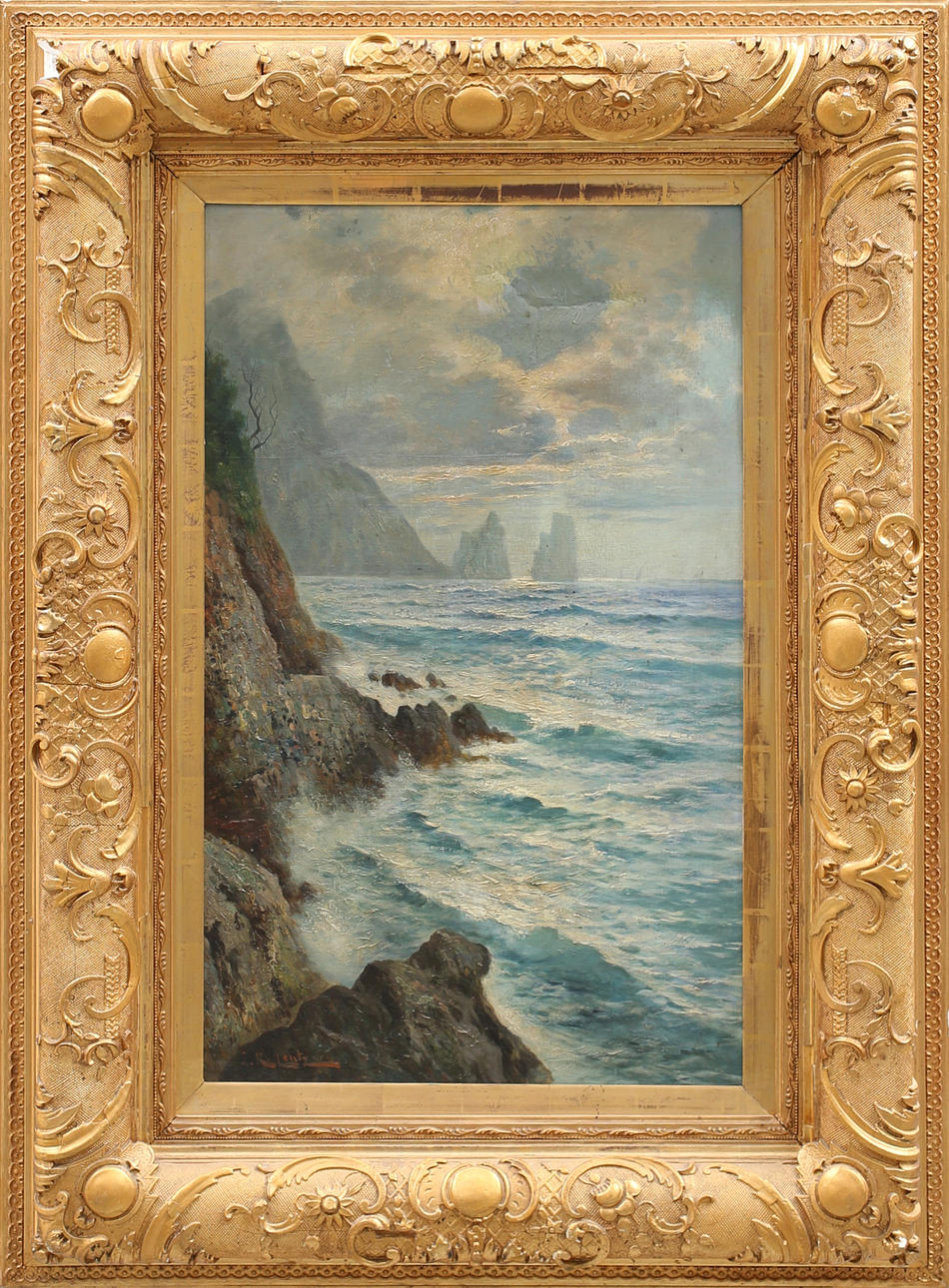 OIDENTIFIERAD KONSTNÄR. Havsmotiv. Olja på duk signerad J.R Lentz.