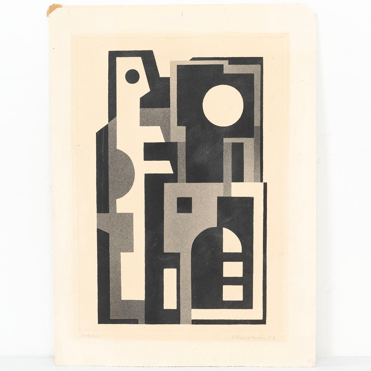 CURT BURSTRÖM. Lithograph, Geometric Composition, numbered and dated 209/310.