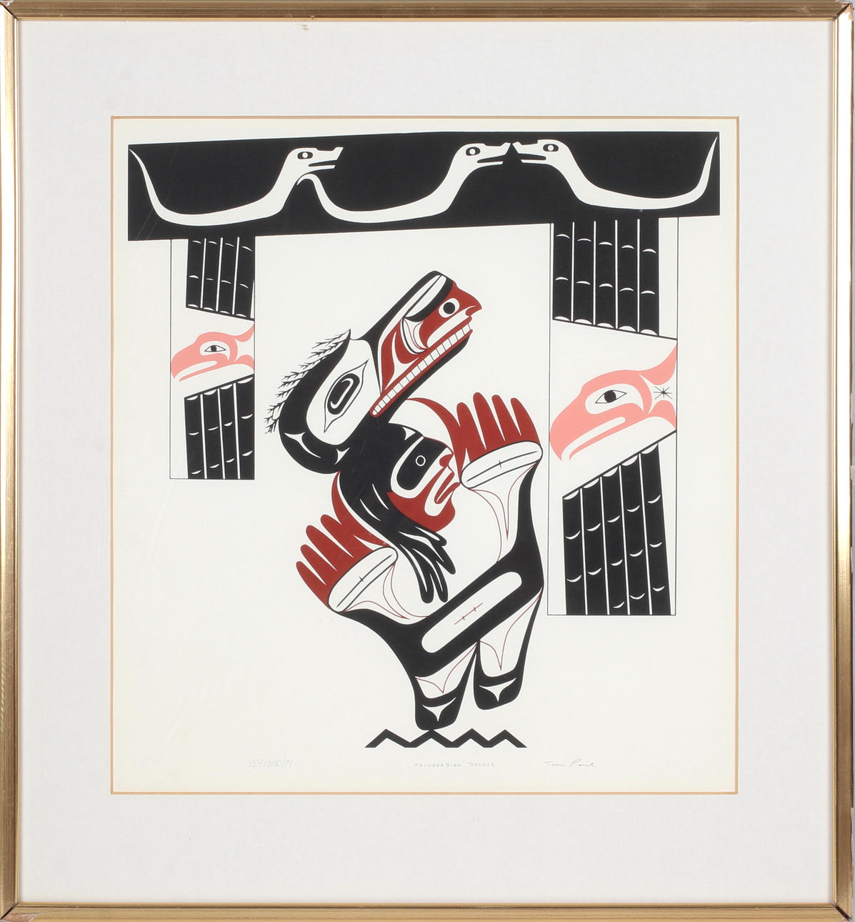 TIM PAUL. “Thunderbird Dancer”, serial graphic, signed and numbered 154 ...