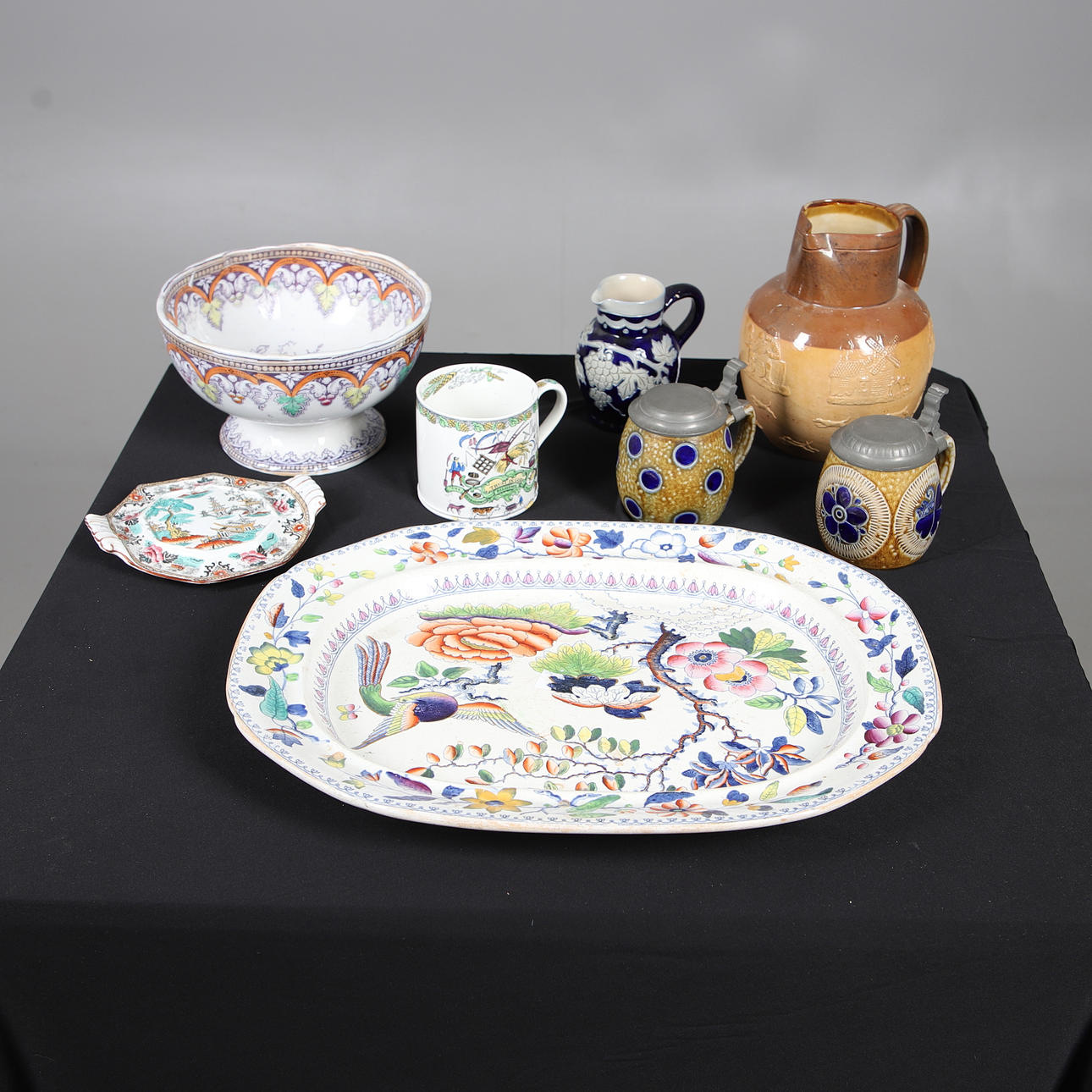 VARIOUS VICTORIAN POTTERY TABLEWARES.