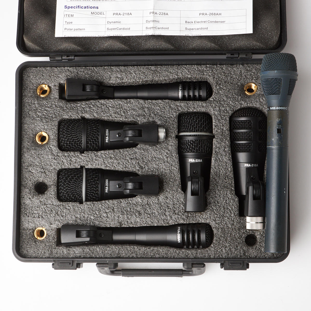 MIKROFONER, 7 st, bestående av Superlux paket DRK-A4C2 (6 st) + 1 Audio ...