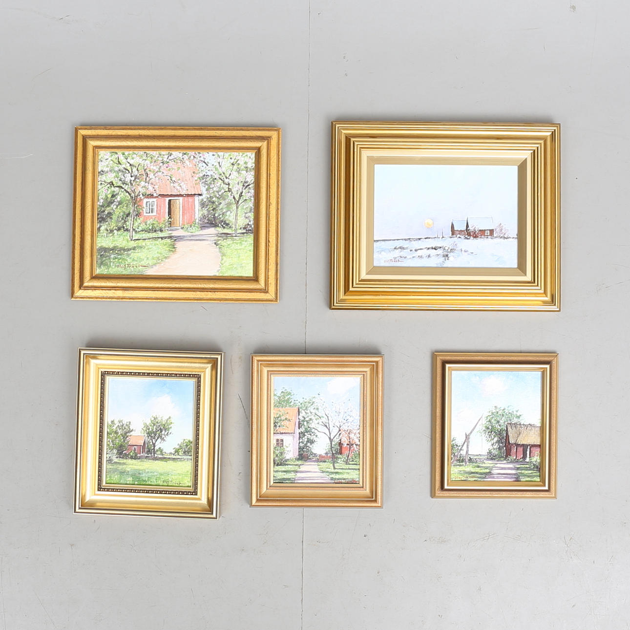 OLOF TRÄNK. Oljor, 5 st, signerade.