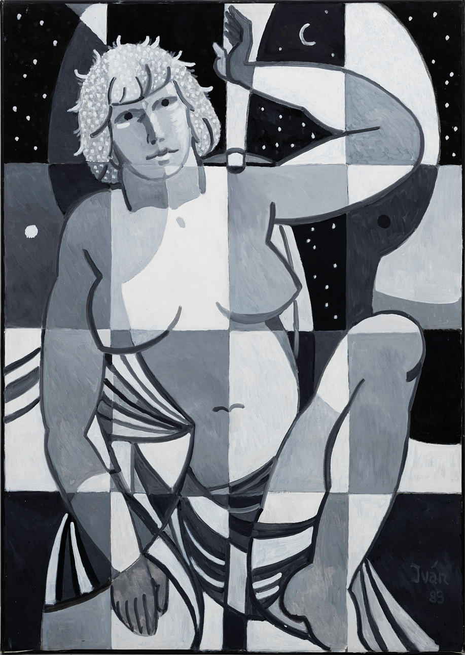 IVAN GRÜNEWALD. Figure composition, oil on canvas, signed, dated 89.