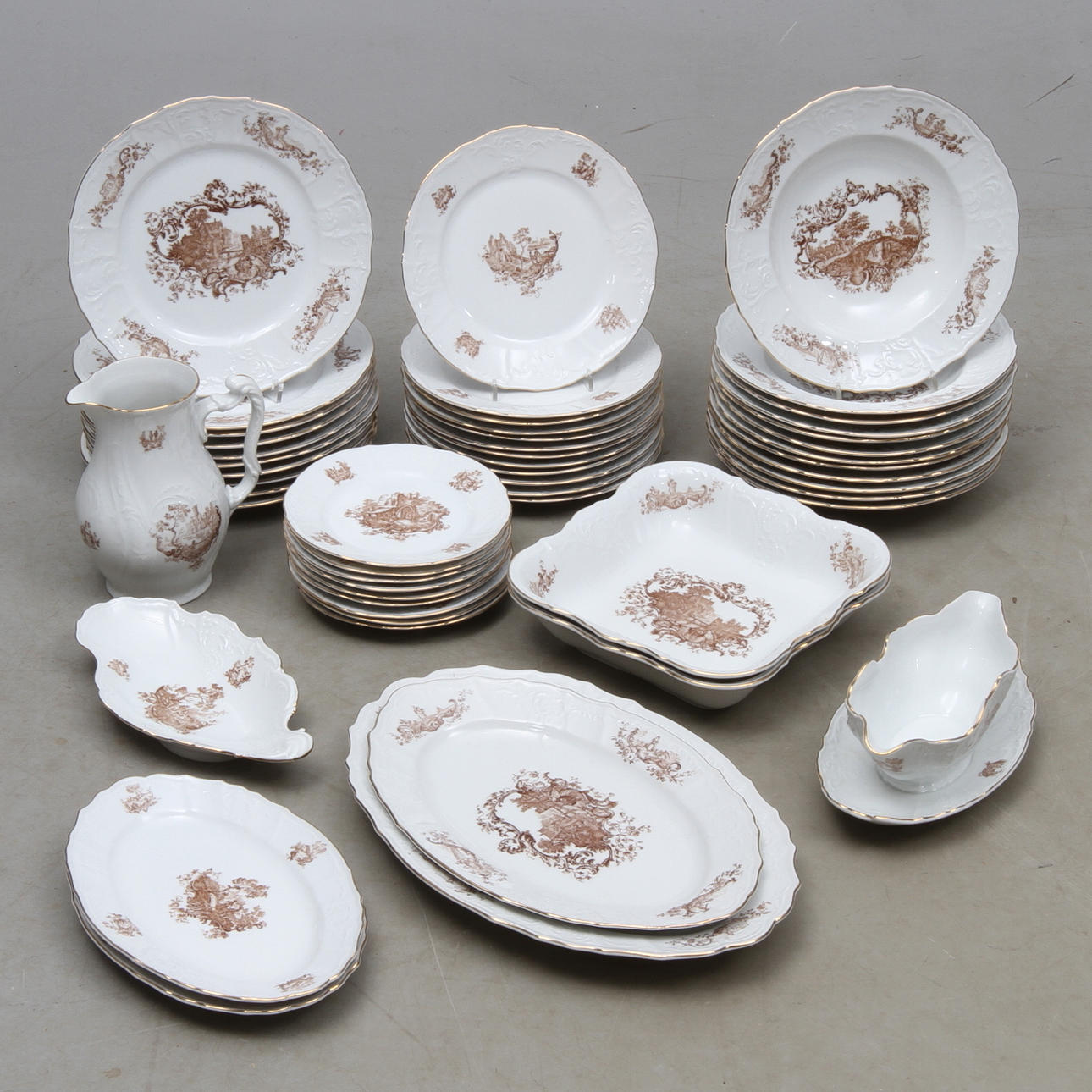 MATSERVIS, 52 delar, porslin, "Bernadotte" Porzellanfabrik Rudolf Kämpf, Czekoslovakien.