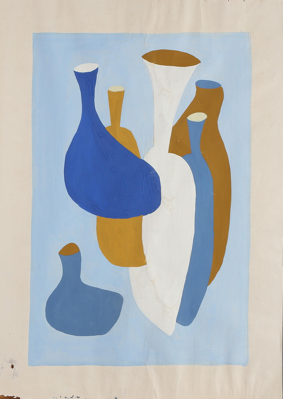 OIDENTIFIERAD KONSTNÄR. Stilleben, gouache på papper, 1900-talets första hälft.