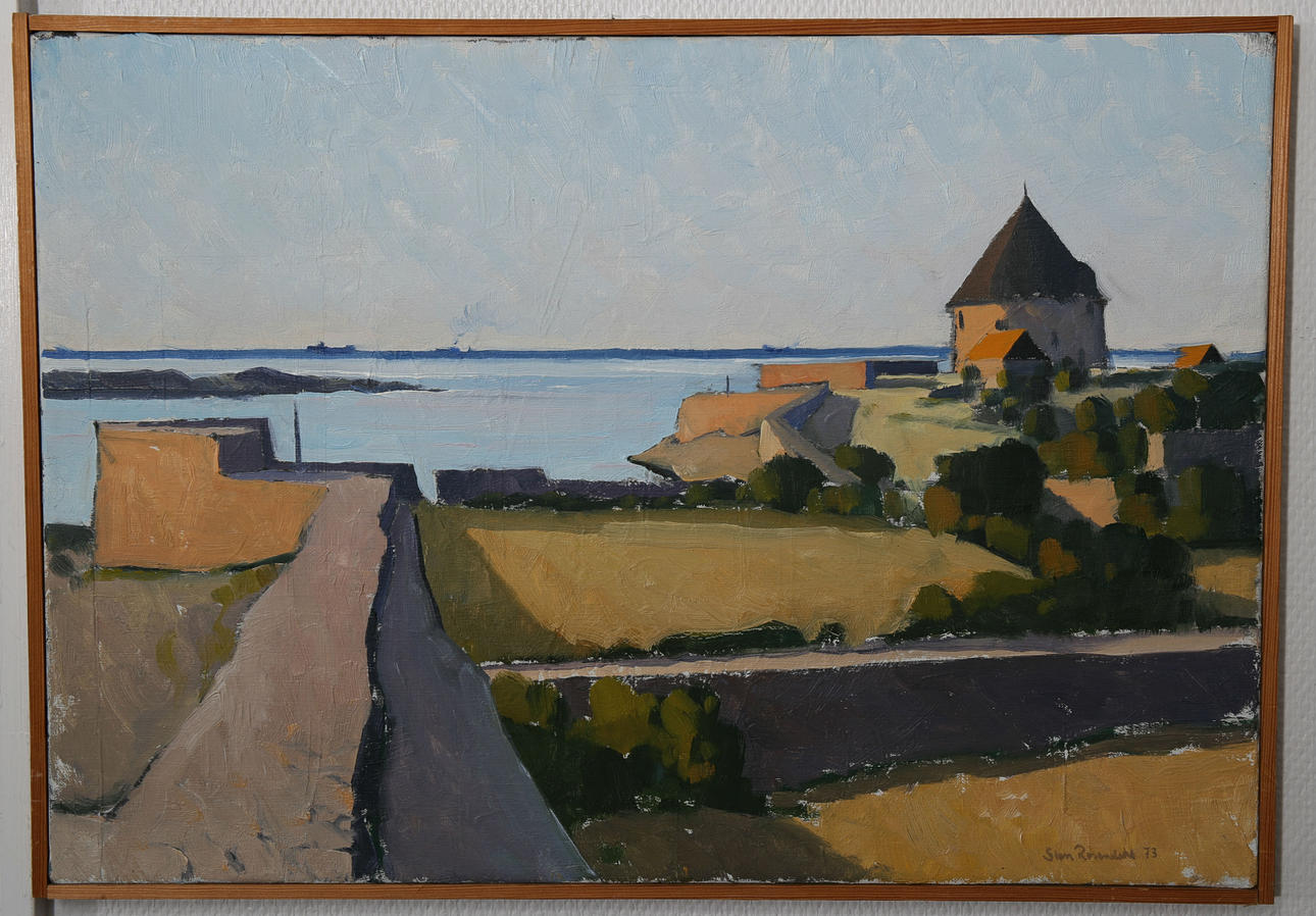 STEN ROSENDAHL. Olja på duk, Utsikt över vatten, signerad, daterad -73.