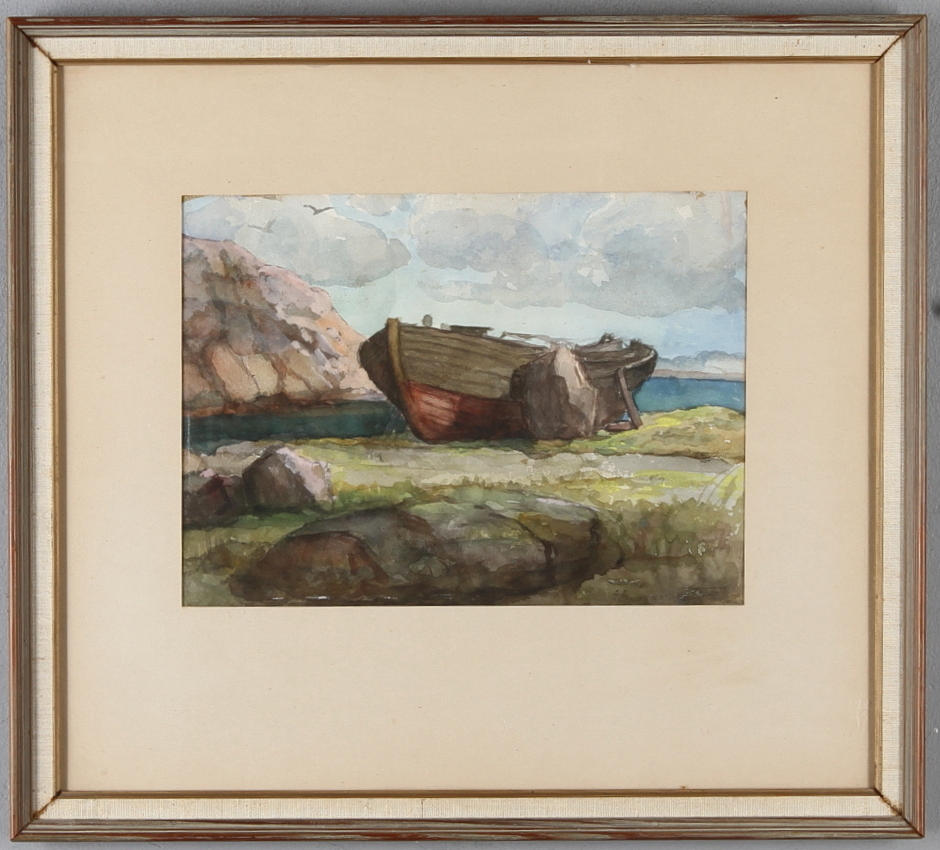 ARSENIJ PETROVIC SOSNOVSKIJ. Uppdragen båt, akvarell, signerad.