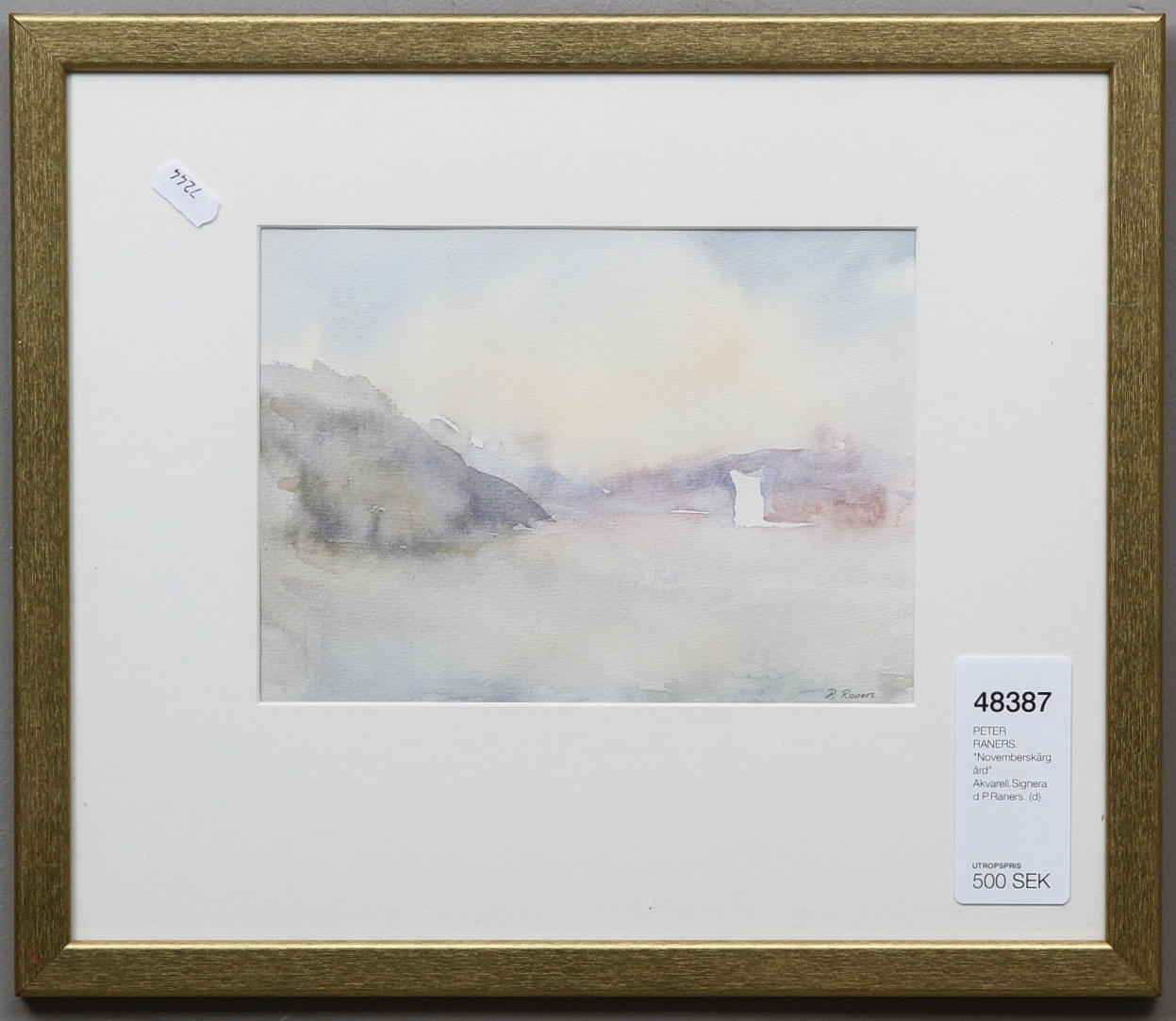 PETER RANERS. "Novemberskärgård". Akvarell.Signerad P.Raners.