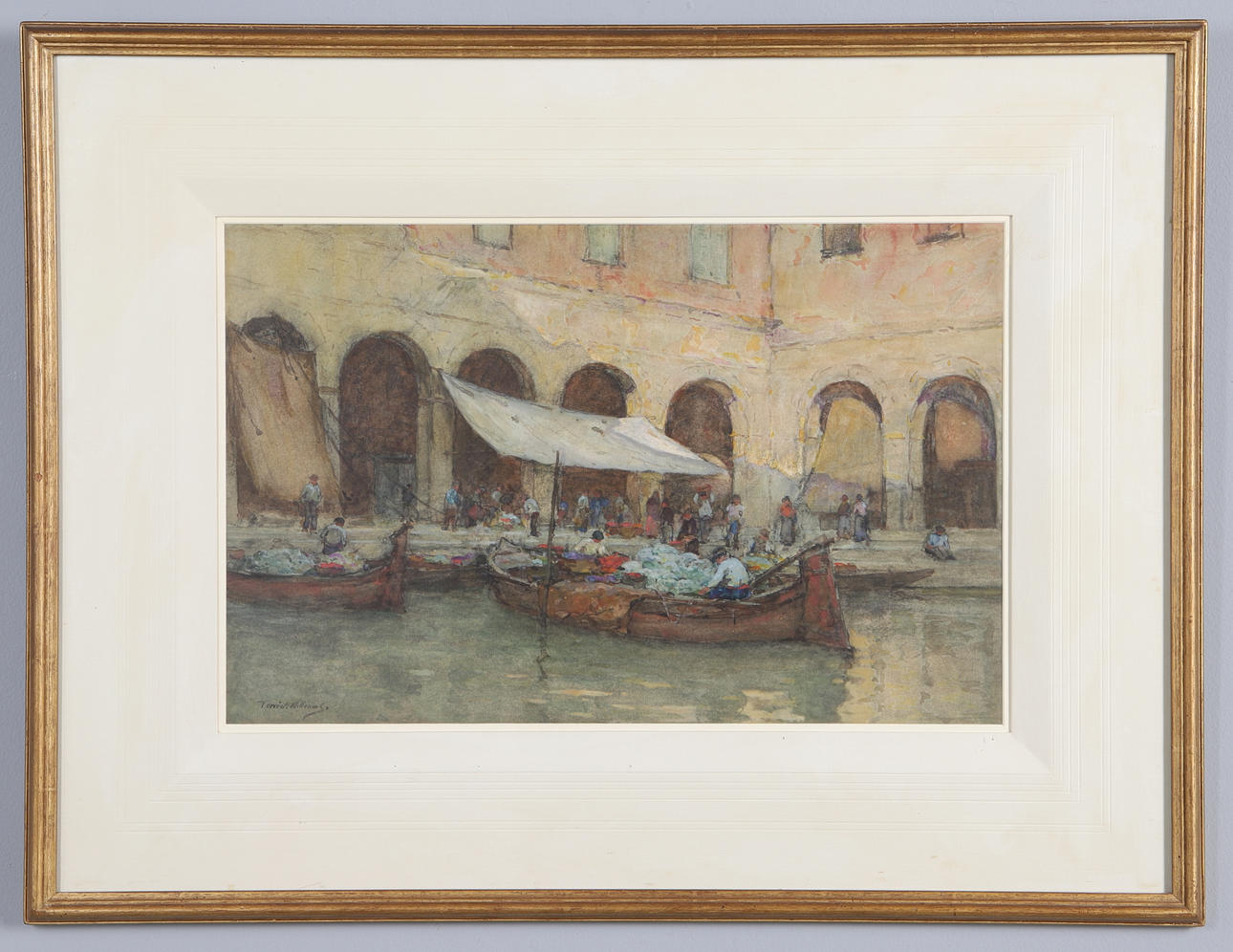 JOHN TERRICK WILLIAMS RA RI ROI  (1860-1936). 'THE RIALTO FRUIT MARKET, VENICE'.