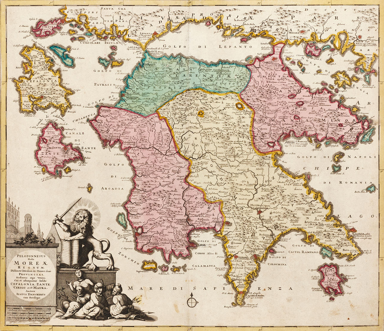 DANCKERTS, Peloponnesus Hodie Moreæ Regnum, ca 1690.