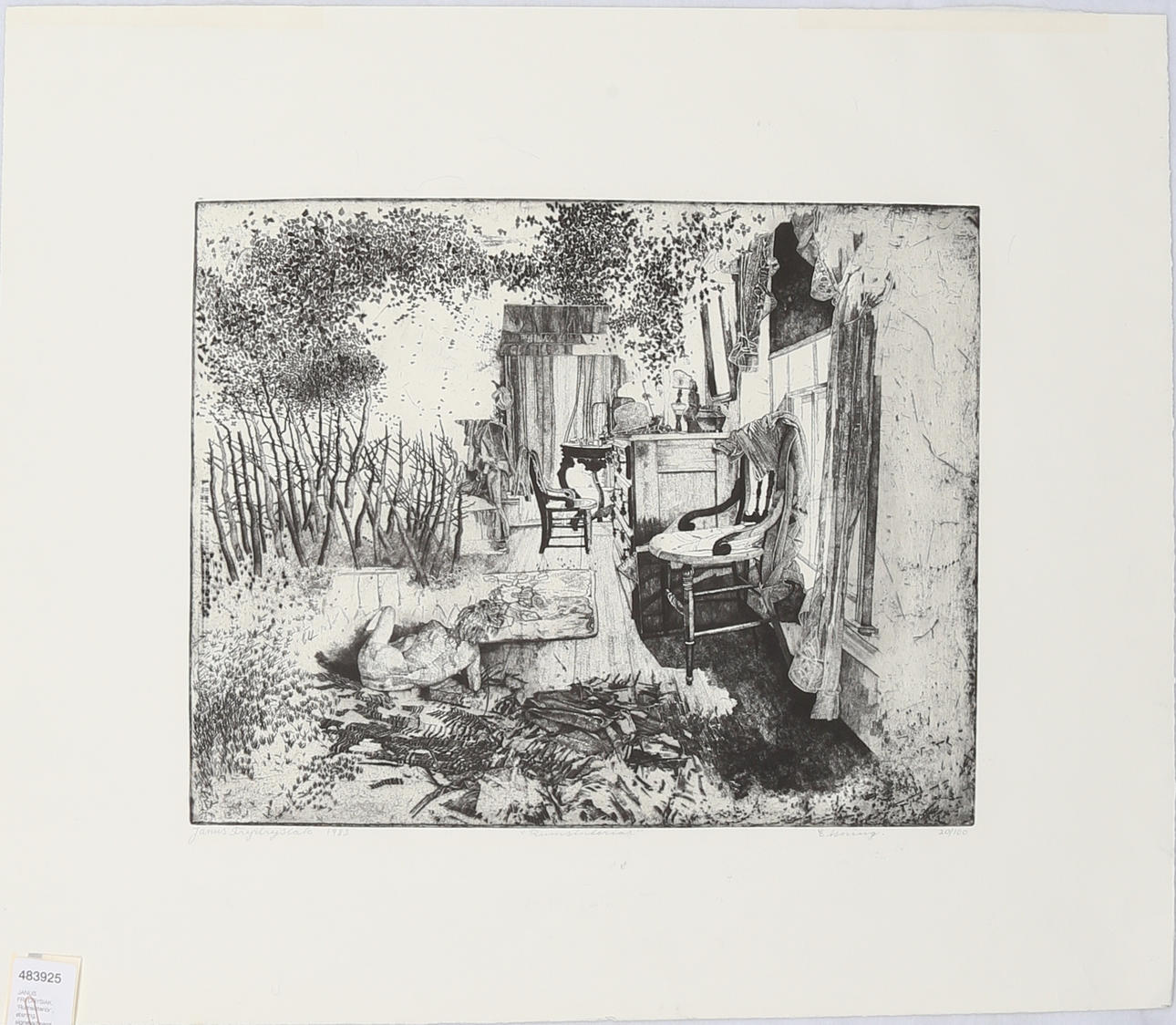 JANUS FRYDRYSIAK. 'Rumsinteriör', etsning, signerad samt numrerad 20/100.