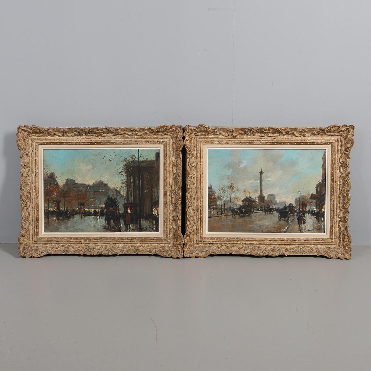 OCTAVE GUILBERT (19TH/20TH CENTURY FRENCH). LA BASTILLE VUE DU BOULEVARD RICHARD LINOIR; LE MADELINE O. GUILBERT, A PAIR (2).