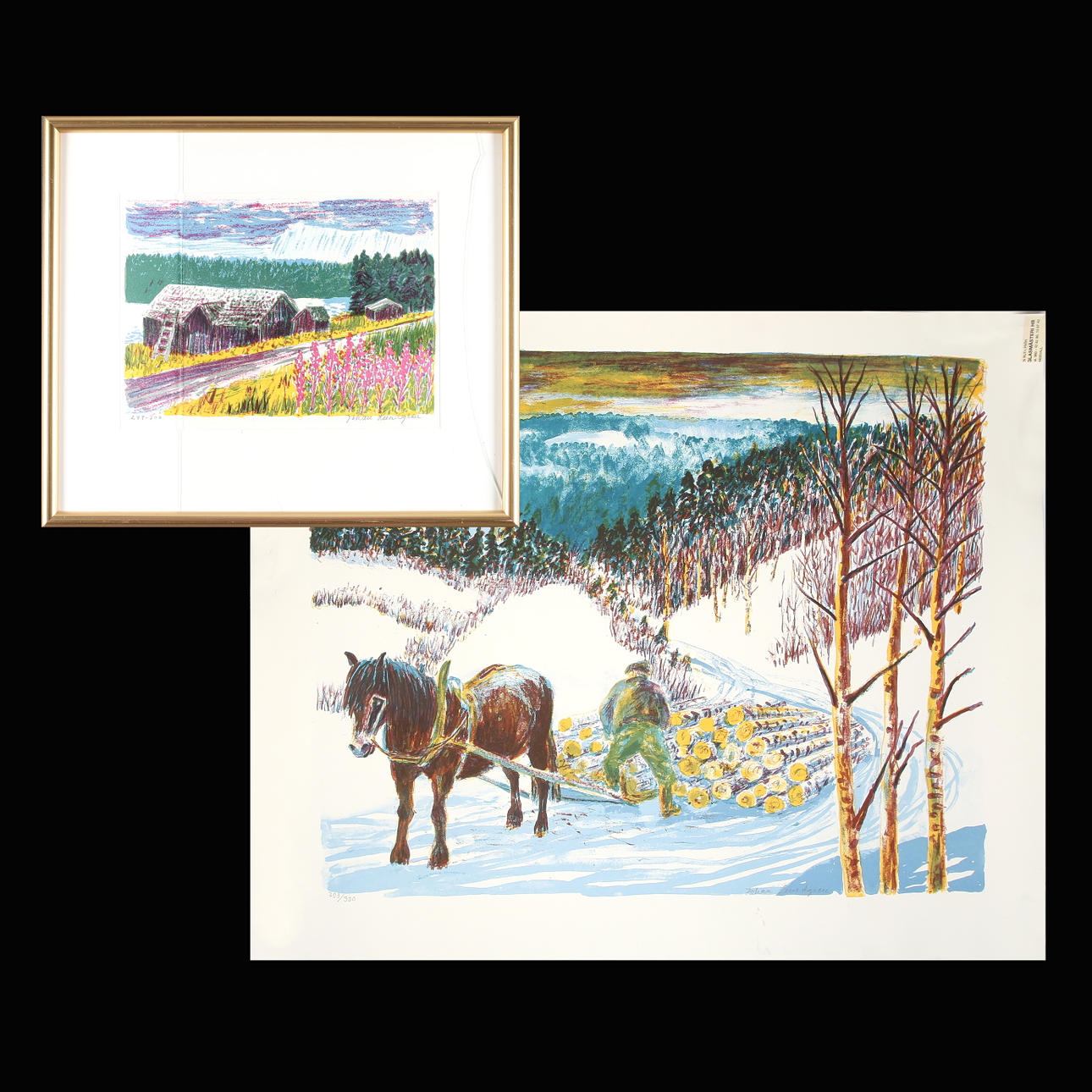 JOHAN LUNDGREN. Färglitografier, 2 st, signerade och numrerade 249/300 respektive 203/300.