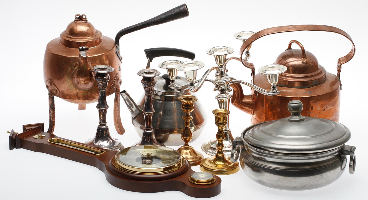 METALLFÖREMÅL, 10 delar, 1800-1900-tal.