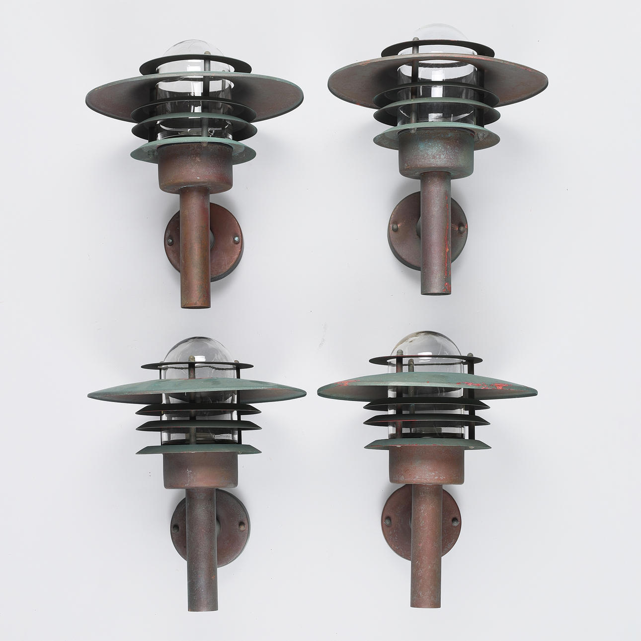 NORDLUX, Four wall lamps of patinated copper (outdoor), model