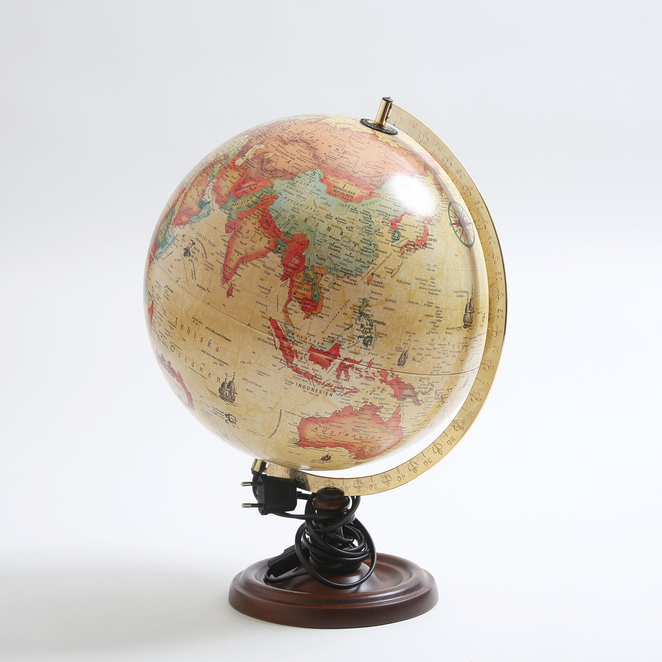 GLOBE with lighting, World Antique, Scan-Globe, Denmark, 1994.