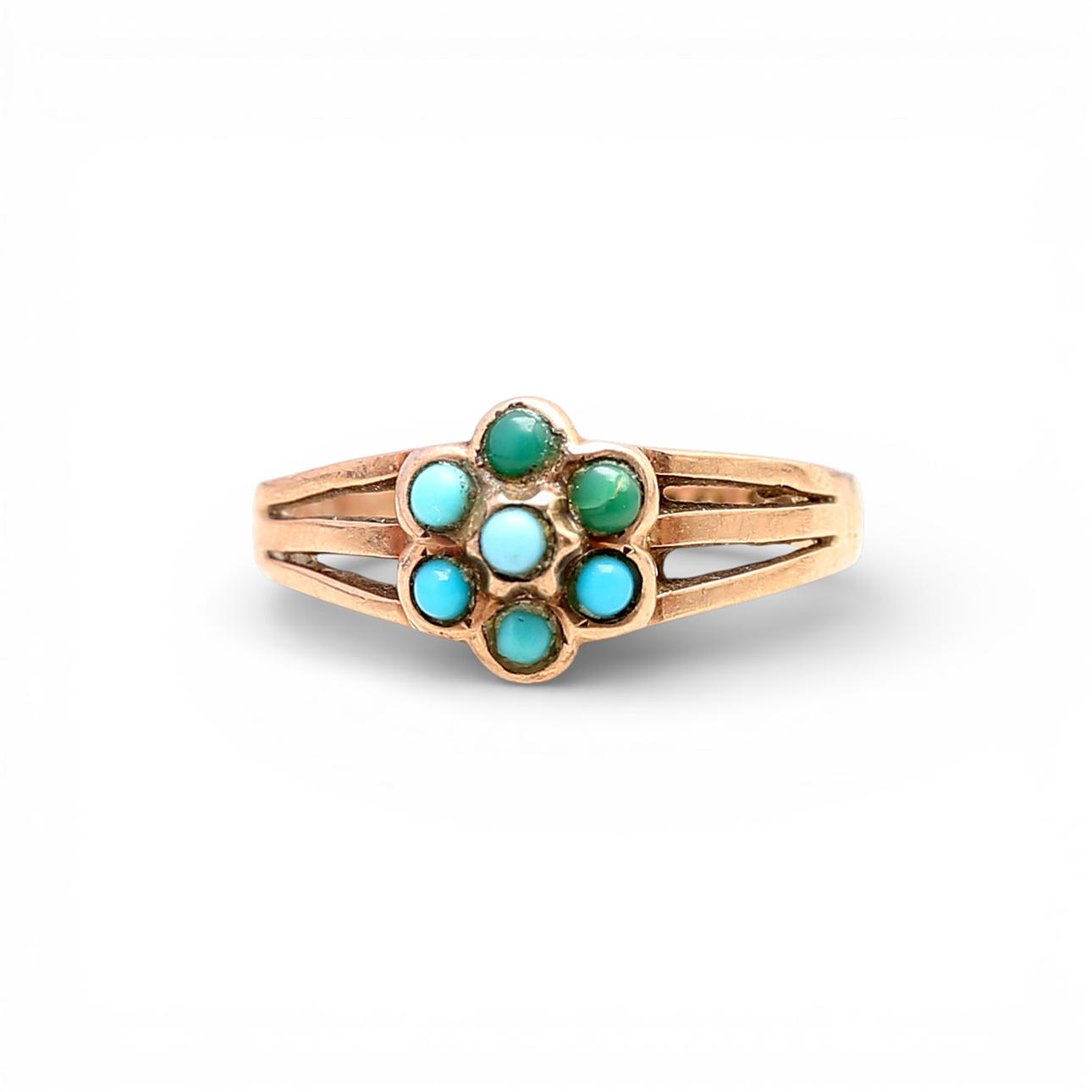 English gold and turquoises ring.