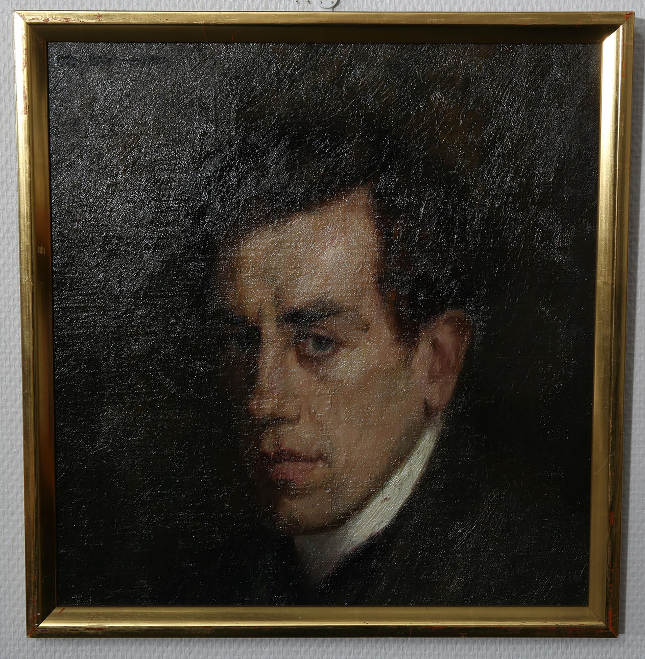 JOHAN JOHANSSON. Olja på pannå, Porträtt, signerad Joh Johansson.