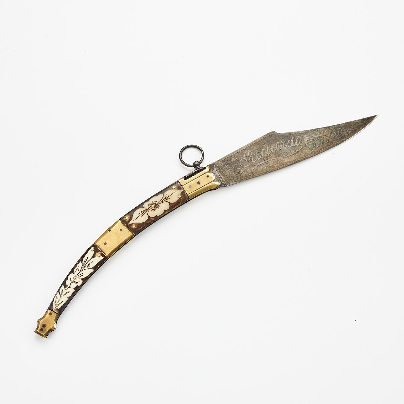 NAVAJA, folding knife, late 19th century, horn handle, brass fittings ...