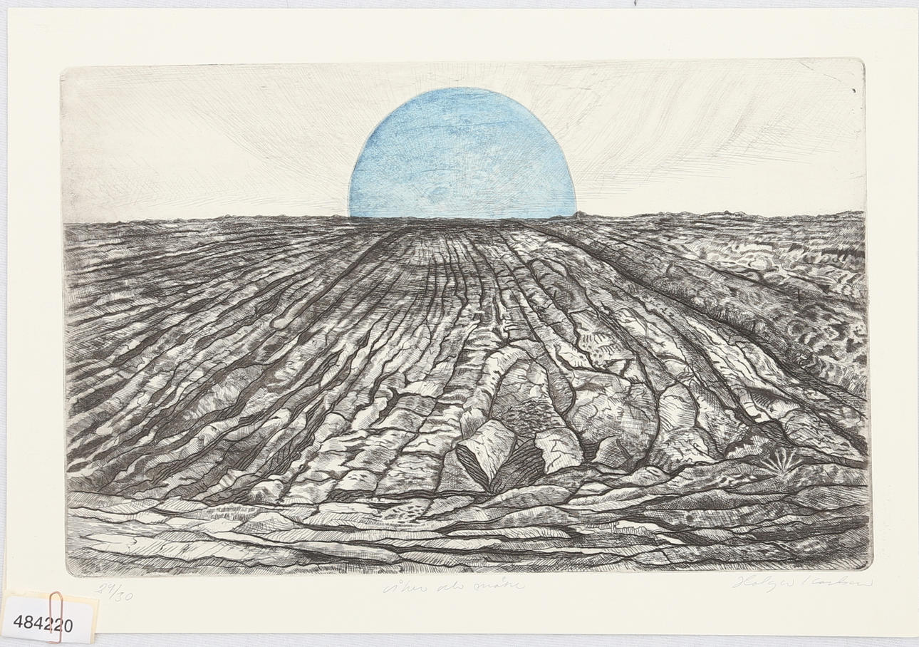 HOLGER KARLSSON. 'Åker och måne', etsning, signerad samt numrerad 24/30.