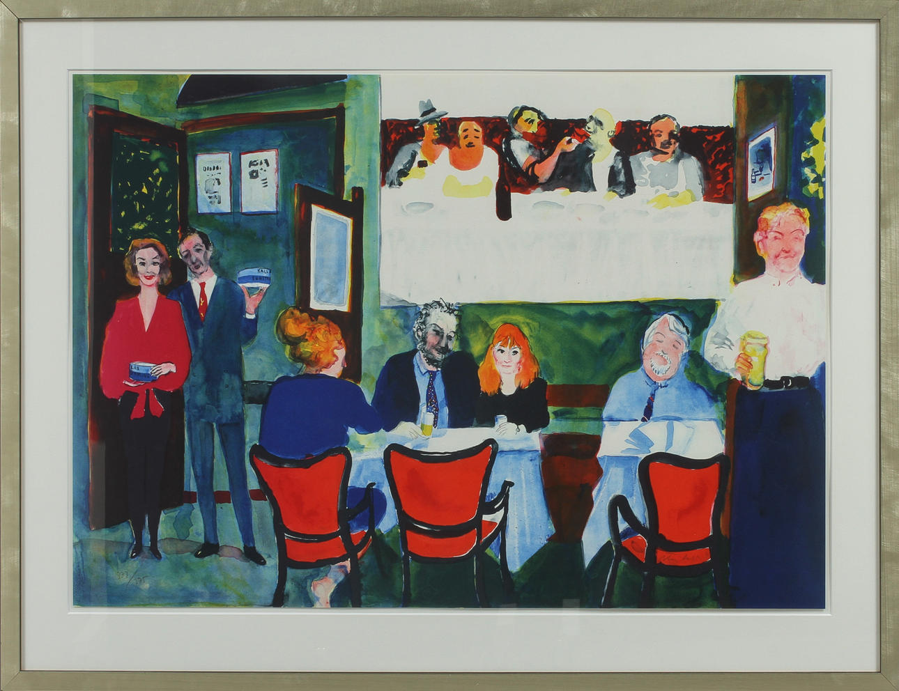 PETER DAHL. Figurscen i restaurang, färglitografi, signerad och numrerad 337/375.